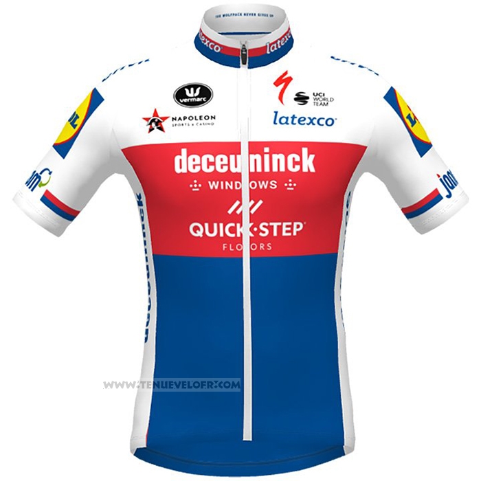 2021 Maillot Cyclisme Deceuninck Quick Step Champion Republique Tcheque Manches Courtes et Cuissard